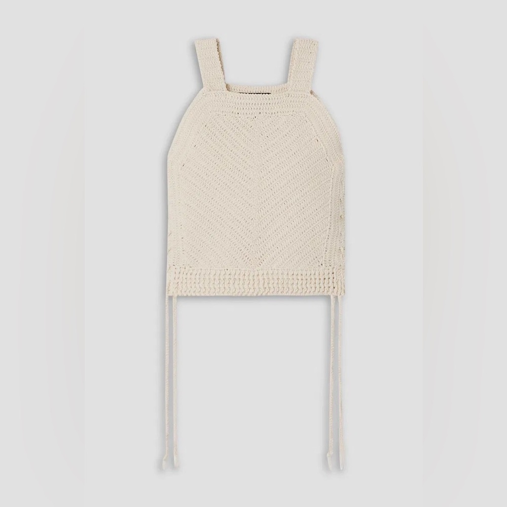 NILI LOTAN Violet Ivory Crochet Crop Tank